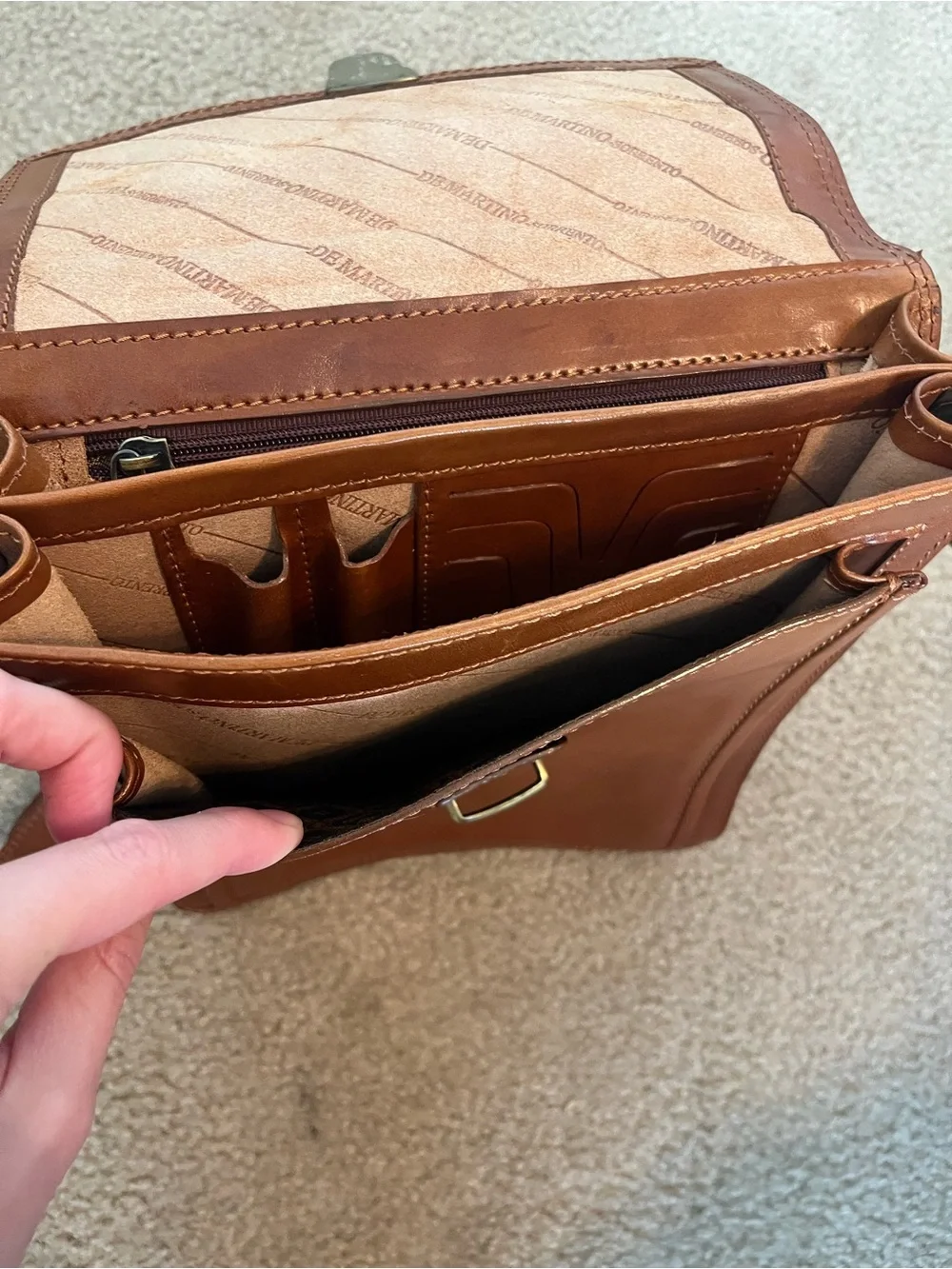 Classic Brown Leather Messenger Briefcase